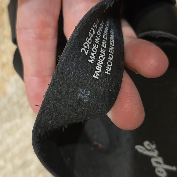 Free People Black Cork Bed Flat Sandals, Leather Upper, VGUC, Sz6, Comfort - Picture 9 of 11